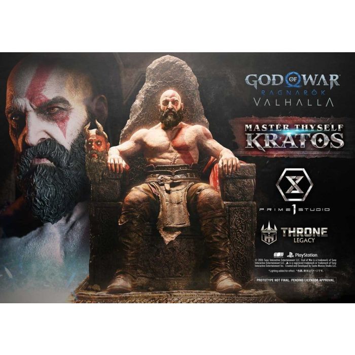 Throne Legacy God of War Series Statue 1/3 Ragnarok Master Thyself Kratos  67 cm